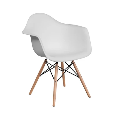 Merrick Lane Alda Series Polypropylene Accent Chair With Gently Curved Arms And Metal Braced Wooden Legs