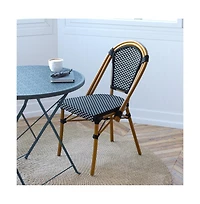 Merrick Lane Sacha Stacking Bistro Chair With Pe Seat And Back And Aluminum Frame For Indoor/Outdoor Use