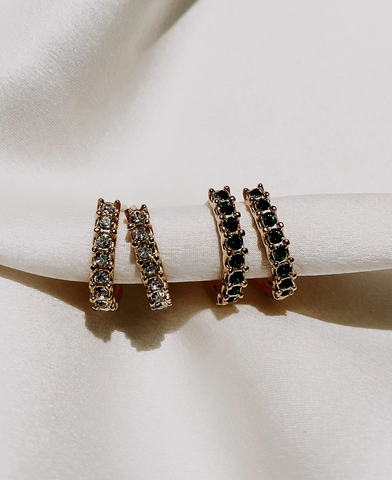 Heymaeve 18k Gold-Plated Small Cubic Zirconia Oval Hoop Earrings