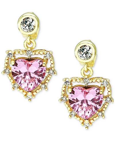 Heymaeve 18k Gold-Plated Cubic Zirconia Heart Drop Earrings