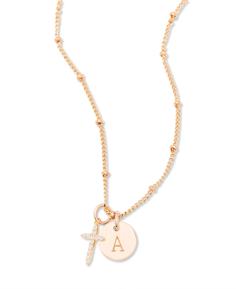 brook & york "14k Gold" Josephine Initial Cross Pendant - Gold