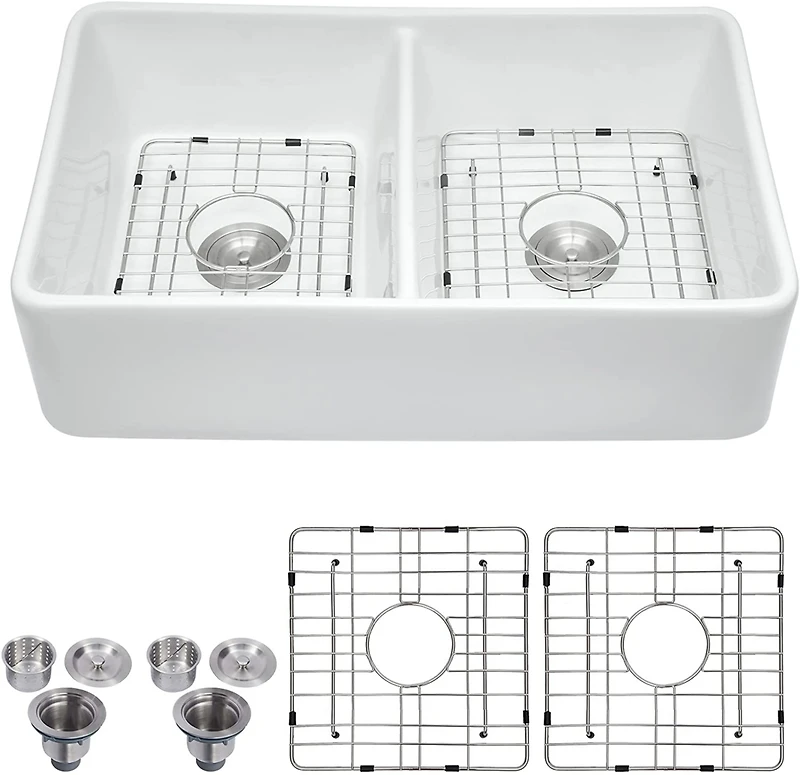 Streamdale 32 L X 20 W Double Basin Farmhouse Kitchen Sink With Basket Strainer