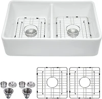 Streamdale 32 L X 20 W Double Basin Farmhouse Kitchen Sink With Basket Strainer