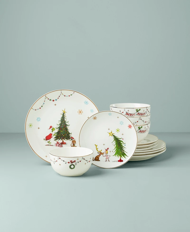 Lenox Merry Grinchmas 12 Pc. Dinnerware Set, Service for 4