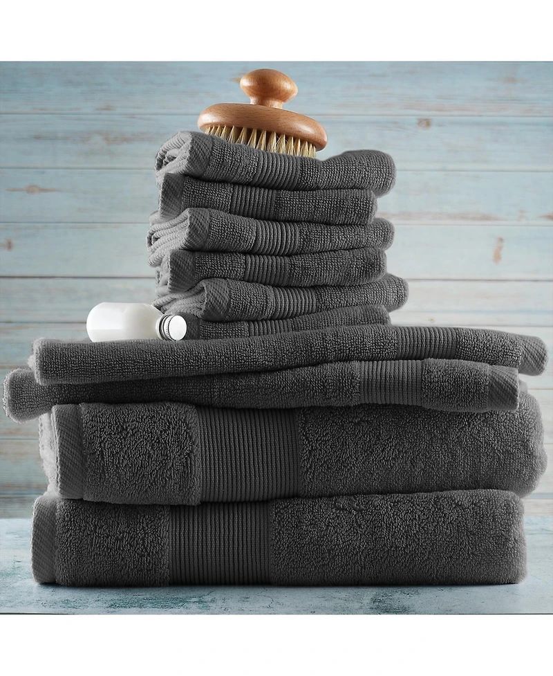 Luxury Soft 10-Piece Towel Set – 600 Gsm 100% Combed Cotton | 2 Bath Towels, Hand Towels & 6 Washcloths