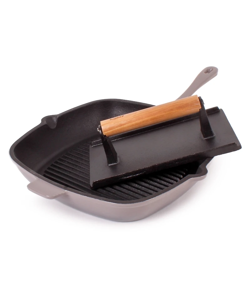 BergHOFF Neo 2pc Cast Iron 11" Grill Pan with Steak Press
