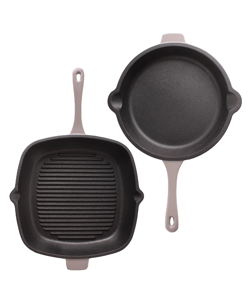 BergHOFF Neo 4pc Cast Iron Cookware Set, Grill Pan, Fry Pan & Oval Dutch Oven