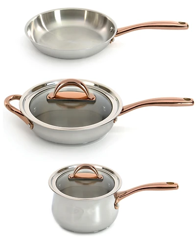 BergHOFF Ouro 18/10 Stainless Steel 5 Piece Starter Cookware Set with Glass Lids