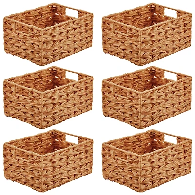 mDesign Woven Farmhouse Kitchen Pantry Food Storage Basket Box, Small - 6 Pack, Camel