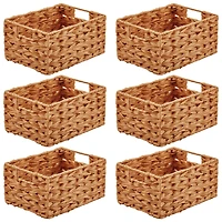 mDesign Woven Farmhouse Kitchen Pantry Food Storage Basket Box, Small - 6 Pack, Camel