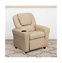 Contemporary Kids Recliner Chair With Cup Holder And Headrest