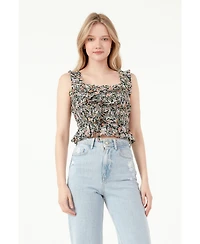 Free the Roses Women's Floral Smocked Top