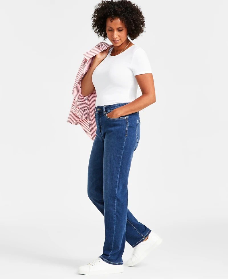 Style & Co Women's Curvy Straight-Leg High Rise Jeans, Created for Macy's
