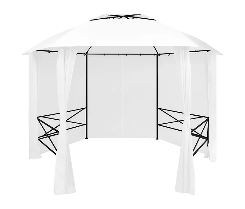 Garden Marquee with Curtains 141.7"x122.8"x104.3" White 0.6 oz/ft²