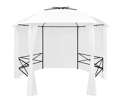Garden Marquee with Curtains 141.7"x122.8"x104.3" White 0.6 oz/ft²