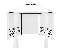 Garden Marquee with Curtains 141.7"x122.8"x104.3" White 0.6 oz/ft²