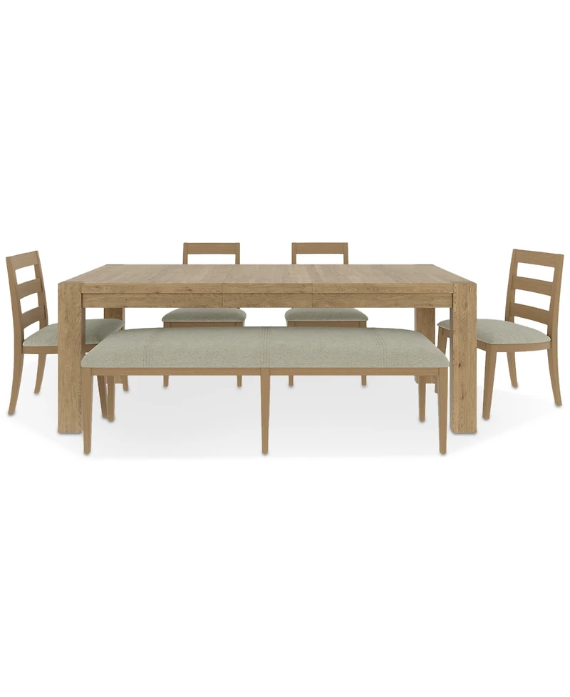 Davie Rectangular 6pc Dining Set (Table, 4 Ladder Side Chairs & Bench)