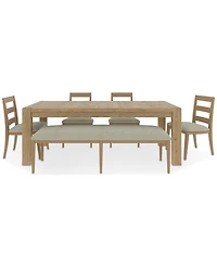 Davie Rectangular 6pc Dining Set (Table, 4 Ladder Side Chairs & Bench)