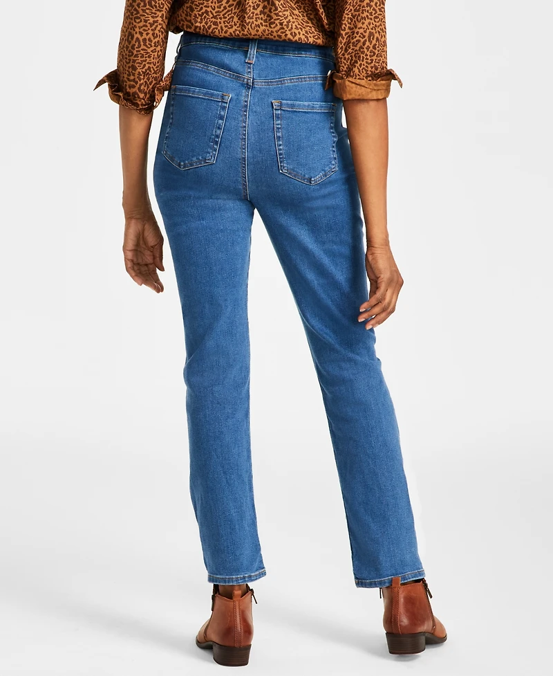 Style & Co Women's Curvy Straight-Leg High Rise Jeans, Created for Macy's