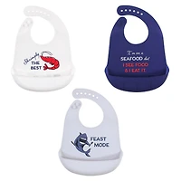 Hudson Baby Boys 3Pk of Soft Silicone Feeding Bibs