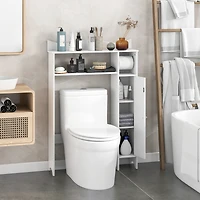 Costway Wood Over the Toilet Storage Cabinet Bathroom Space Saver w/Paper Holder & Shelf