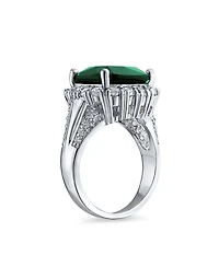 Bling Jewelry Large Fashion Solitaire Cubic Zirconia Pave Cz Cushion Cut 7CTW Green Cocktail Statement Ring