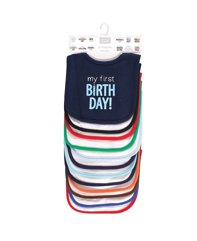 Hudson Baby Infant Boy Cotton Bibs 12pk