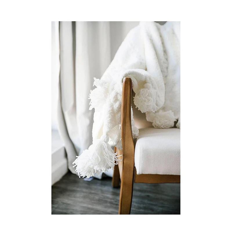 Sunday Citizen Braided Pom Throw, 52" x 75"