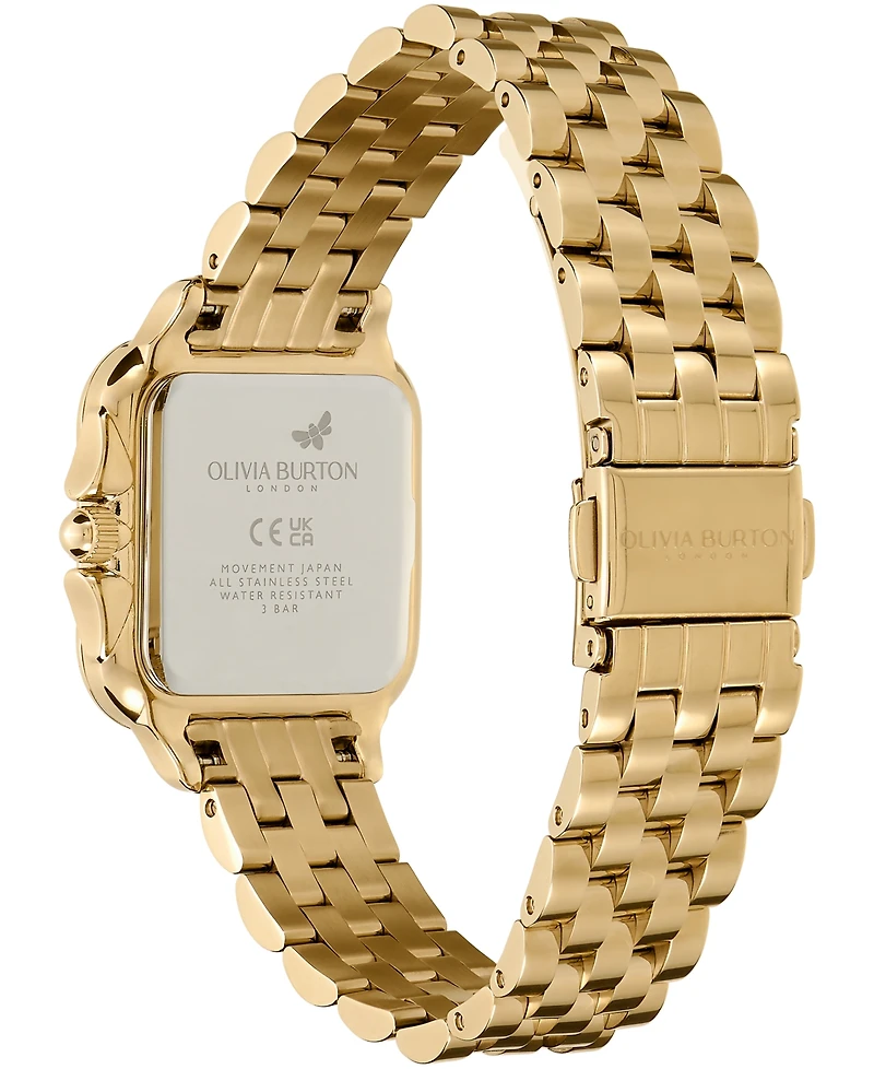 Olivia Burton Women's Grosvenor Soft Square Gold-Tone Stainless Steel Bracelet Watch 28mm