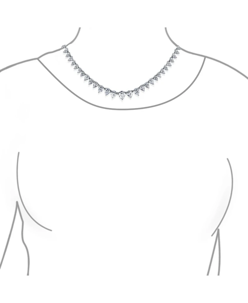 Bling Jewelry Classic Graduated Teardrop Aa Cz Statement Collar Tennis Necklace Stud Earrings Jewelry Set Prom Pageant
