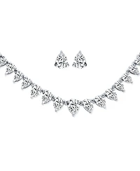 Bling Jewelry Classic Graduated Teardrop Aa Cz Statement Collar Tennis Necklace Stud Earrings Jewelry Set Prom Pageant