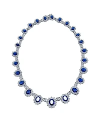 Bling Jewelry Antique Style Oval Crown Halo Cz Cubic Zirconia Statement Necklace Silver Plated