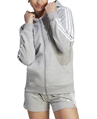 adidas Women's 3-Stripe Cotton Fleece Full-Zip Hoodie Sweatshirt