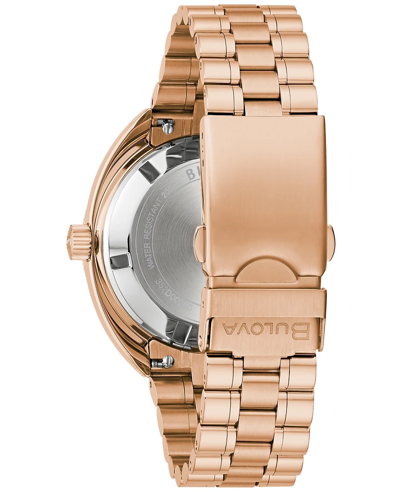 Bulova Men's Automatic Oceanographer Gmt Rose Gold-Tone Stainless Steel Bracelet Watch 41mm