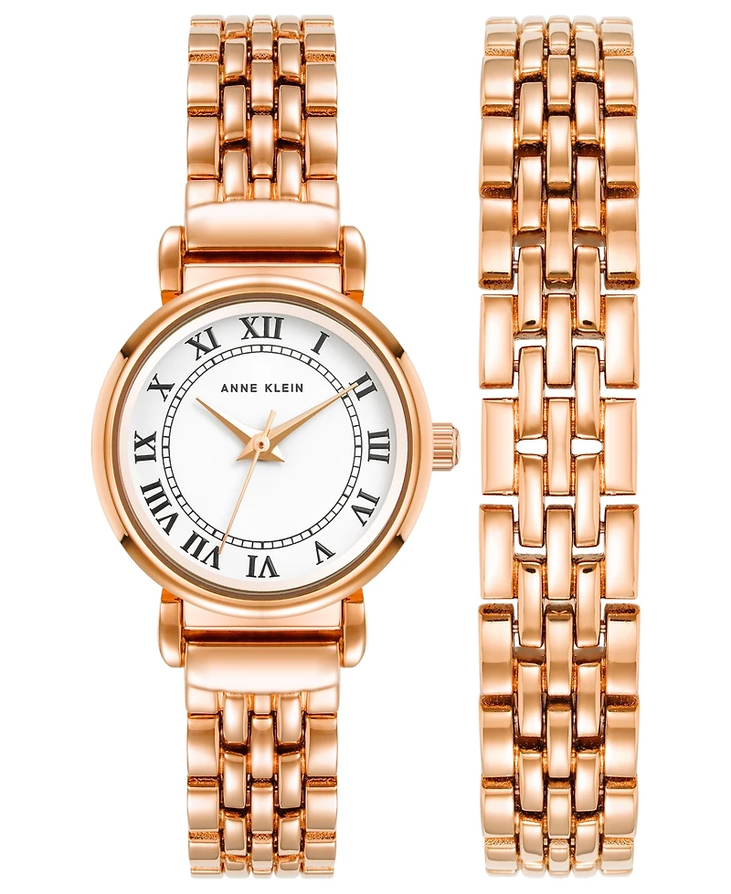 Anne Klein Women's Quartz Rose Gold-Tone Alloy Watch 24mm Set