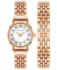 Anne Klein Women's Quartz Rose Gold-Tone Alloy Watch 24mm Set