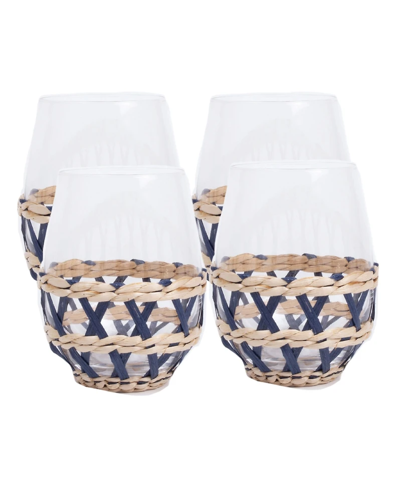 8 Oak Lane Glass Stemless Wine, 4 Piece Set