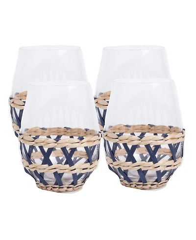 8 Oak Lane Glass Stemless Wine, 4 Piece Set