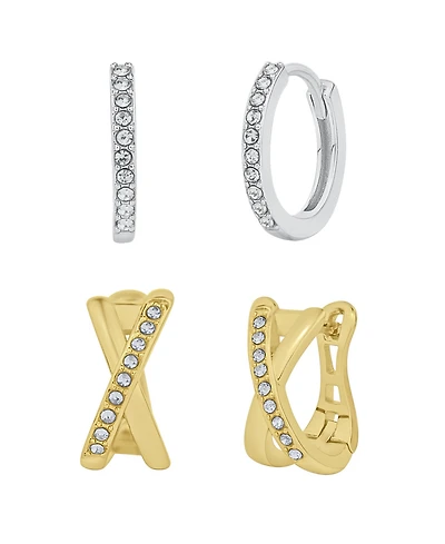 And Now This Clear Crystal Stone Hoop Earring Set
