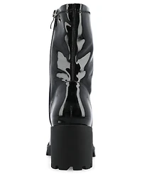 Journee Collection Women's Icelyn Flexible Patent Faux Leather Lug Sole Boots