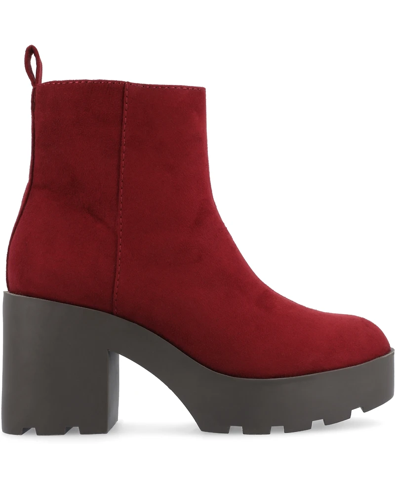 Journee Collection Women's Cassidy Platform Block Heel Lug Sole Booties