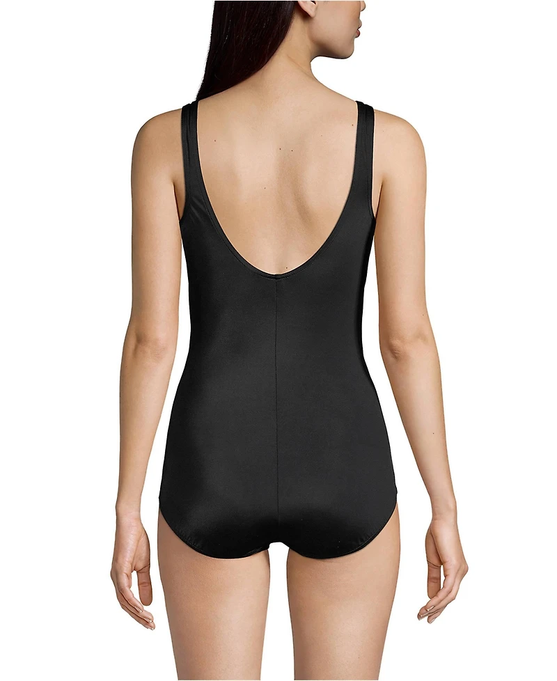 Lands' End Women's Mastectomy Chlorine Resistant Tugless One Piece Swimsuit Soft Cup