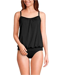 Lands' End Women's Blouson Tummy Hiding Tankini Swimsuit Top Adjustable Straps