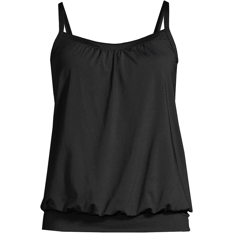 Lands' End Women's Blouson Tummy Hiding Tankini Swimsuit Top Adjustable Straps