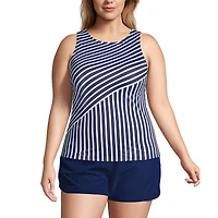 Lands' End Women's Plus Size Chlorine Resistant High Neck Upf 50 Sun Protection Modest Tankini Swimsuit Top