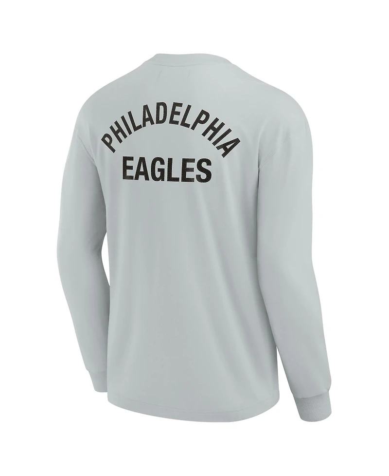Men's and Women's Fanatics Signature Gray Philadelphia Eagles Super Soft Long Sleeve T-shirt
