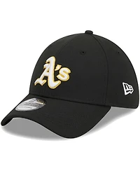 Men's New Era Black Oakland Athletics Logo 39THIRTY Flex Hat