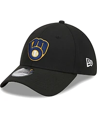 Men's New Era Black Milwaukee Brewers Logo 39THIRTY Flex Hat