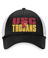 Men's Top of the World Black, White Usc Trojans Stockpile Trucker Snapback Hat
