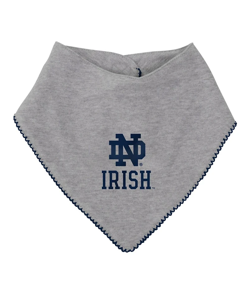 Girls Newborn and Infant Navy, Heather Gray Notre Dame Fighting Irish All The Love Bodysuit Bib Booties Set